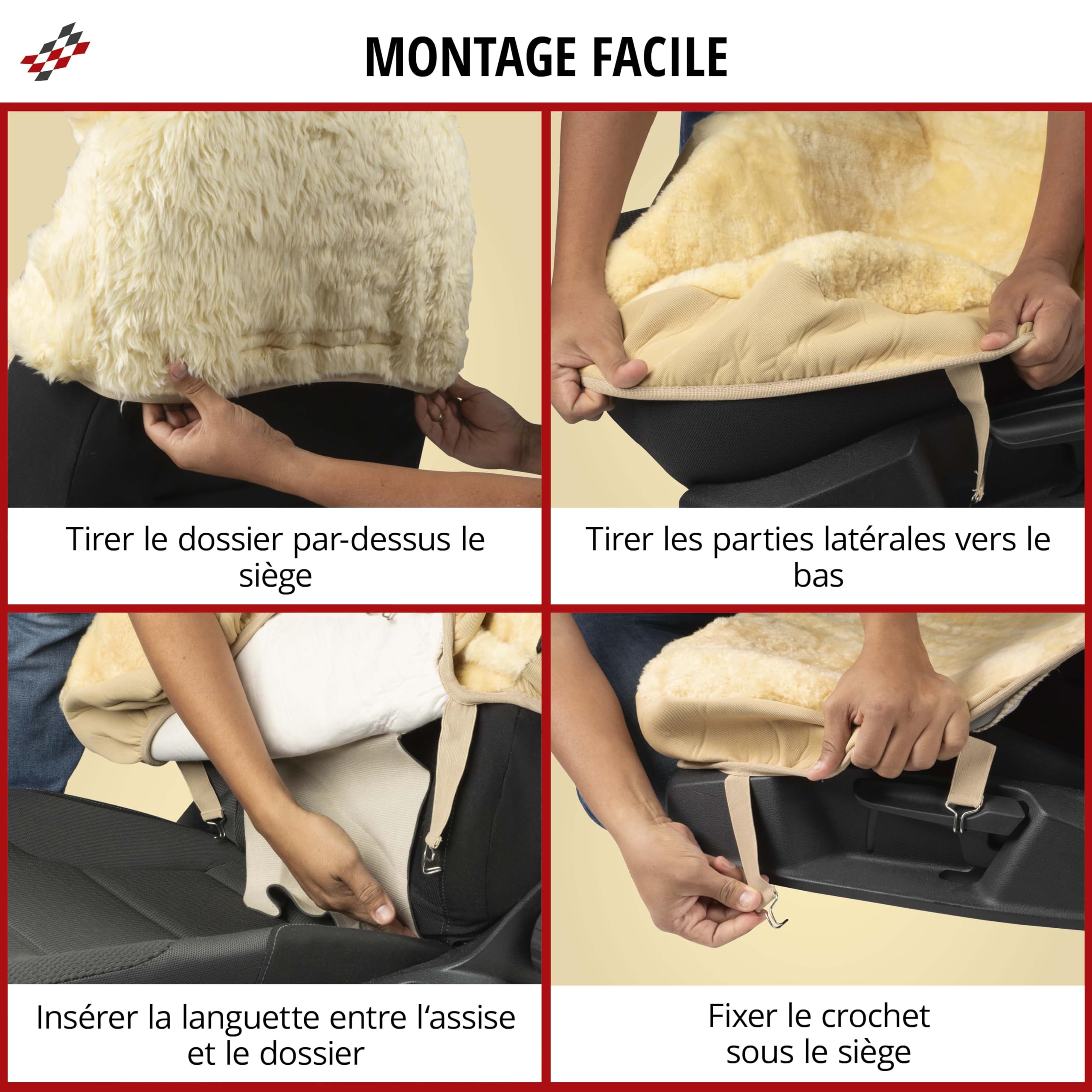 Walser Housse de siège Auto en Peau d'agneau Zoya, 100% Peau de Mouton Housse de siège pour Voiture, 1 pièce de Fourrure d'agneau Housses de sièges Avant de Voiture Beige