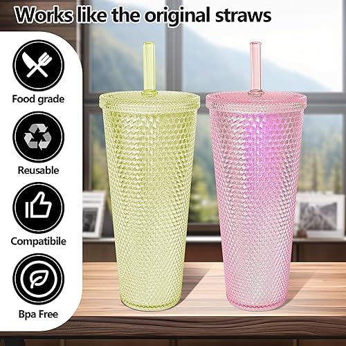 Miniatura 6 de KEUYE Pajitas compatibles con Starbucks, popotes de vidrio reutilizables para vasos de 16 onzas, 20 onzas, 24 onzas, 30 onzas, popotes Venti,