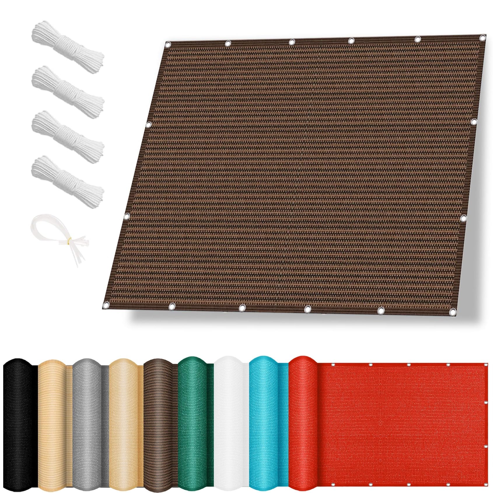 Voile d'ombrage rectangulaire 80x650 cm marron en HDPE respirant