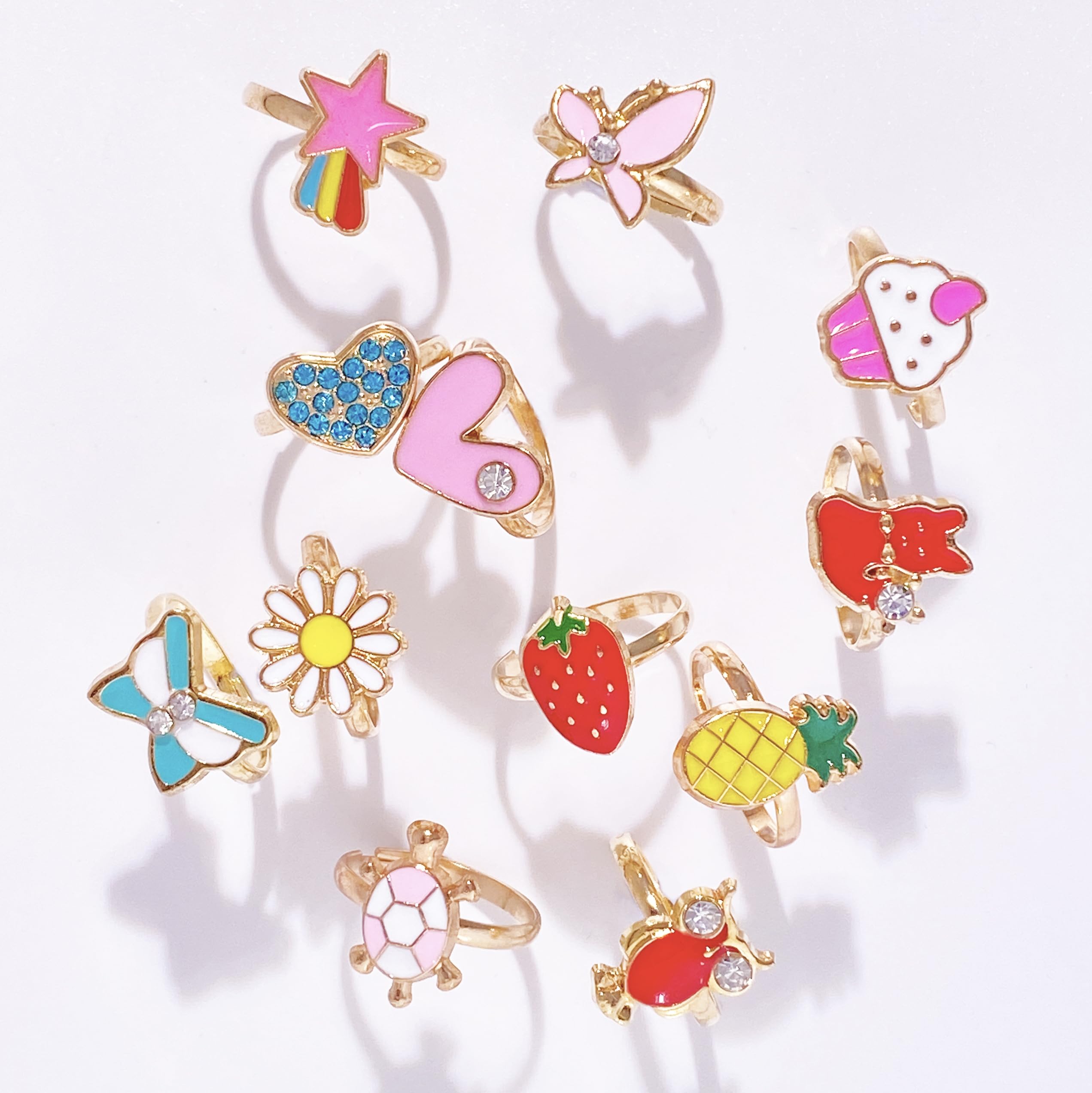 SIELEVIN 36 PCS Little Girl Jewelry Rings Adjustable Kids Rings for Girls Dress Up Pretend Play Costume Jewelry Birthday Easter Christmas Valentines Gift for 3 4 5 6 7 8 9 10 11 12 Year Old, 1