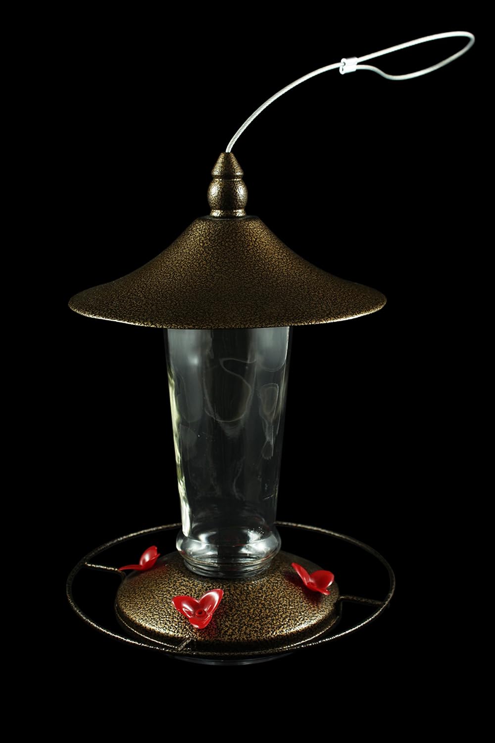 Prime Durable Hanging Metal & Bottle Glass Hummingbird Feeder Most Visited Place to Your House & Outdoor Garden Watch Birds from Your Window Features 4 Red Flower Feeding Ports 11 Fluid Oz Capacity