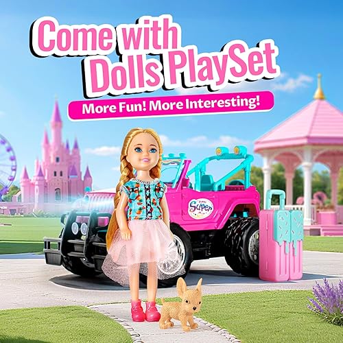 Miniatura 2 de ULOVEME Autos RC - Coche de control remoto con muñeca de 5.5 pulgadas para niñas, 2.4GHz Je ep RC Cars - Coches de juguete de control simple para