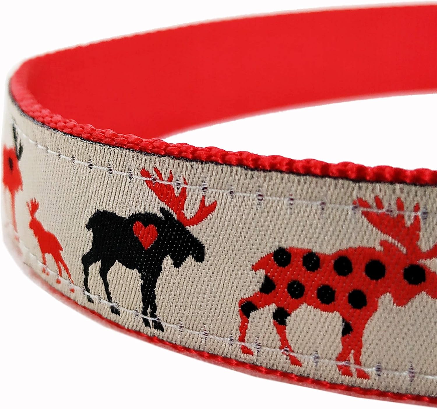 Bestbuddy Pet Large Neck 18"-26" Winter Moose Nylon Ribbon Dog Collar Pet Collar Trendy Comfortable Adjustable Dog Collar with Buckle…