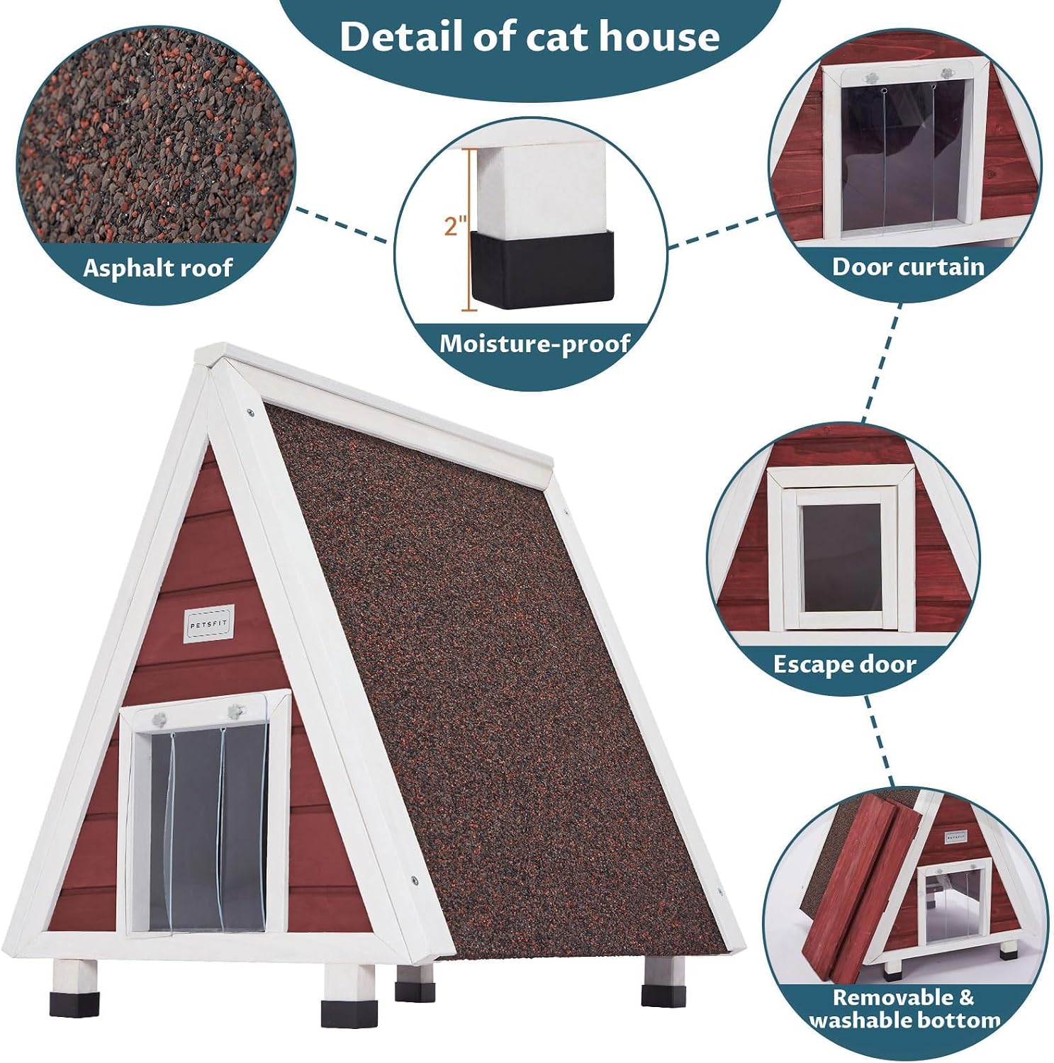 review Triangle Cat Shelter for Outdoor- Weatherproof, Durable, and Stylish Feline Retreat, Outdoor Cat House for Winter Red