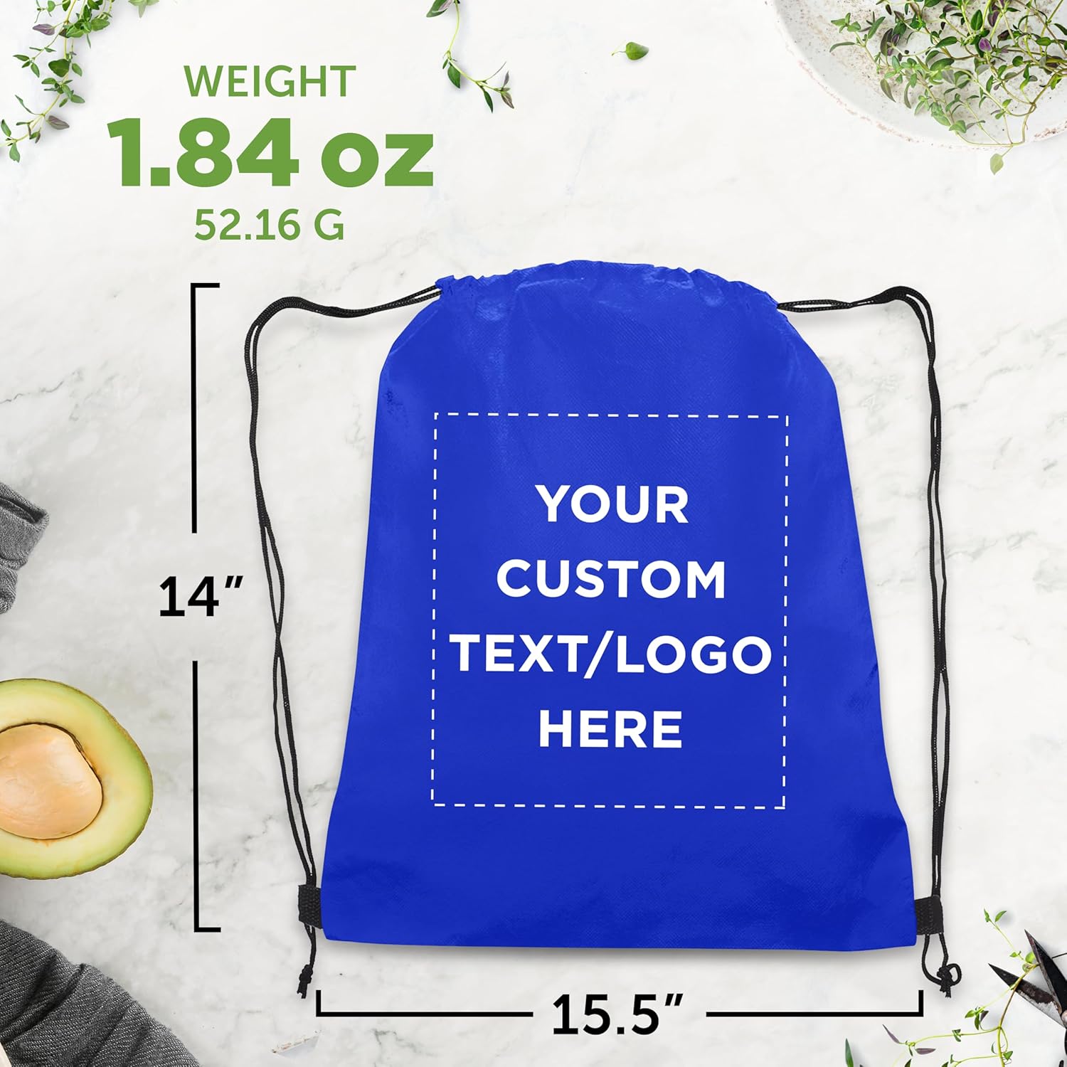 DISCOUNT PROMOS Custom Non-Woven Drawstring Backpacks Set of 10/50/100, Personalized Bulk Pack