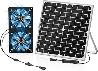 Solar Powered Exhaust Fan for Shed, 350 CFM High Airflow Solar Vent Fan with Dual Waterproof Fans, Outdoor Cooling Ventilation for Chicken Coop, Greenhouse, Dog House