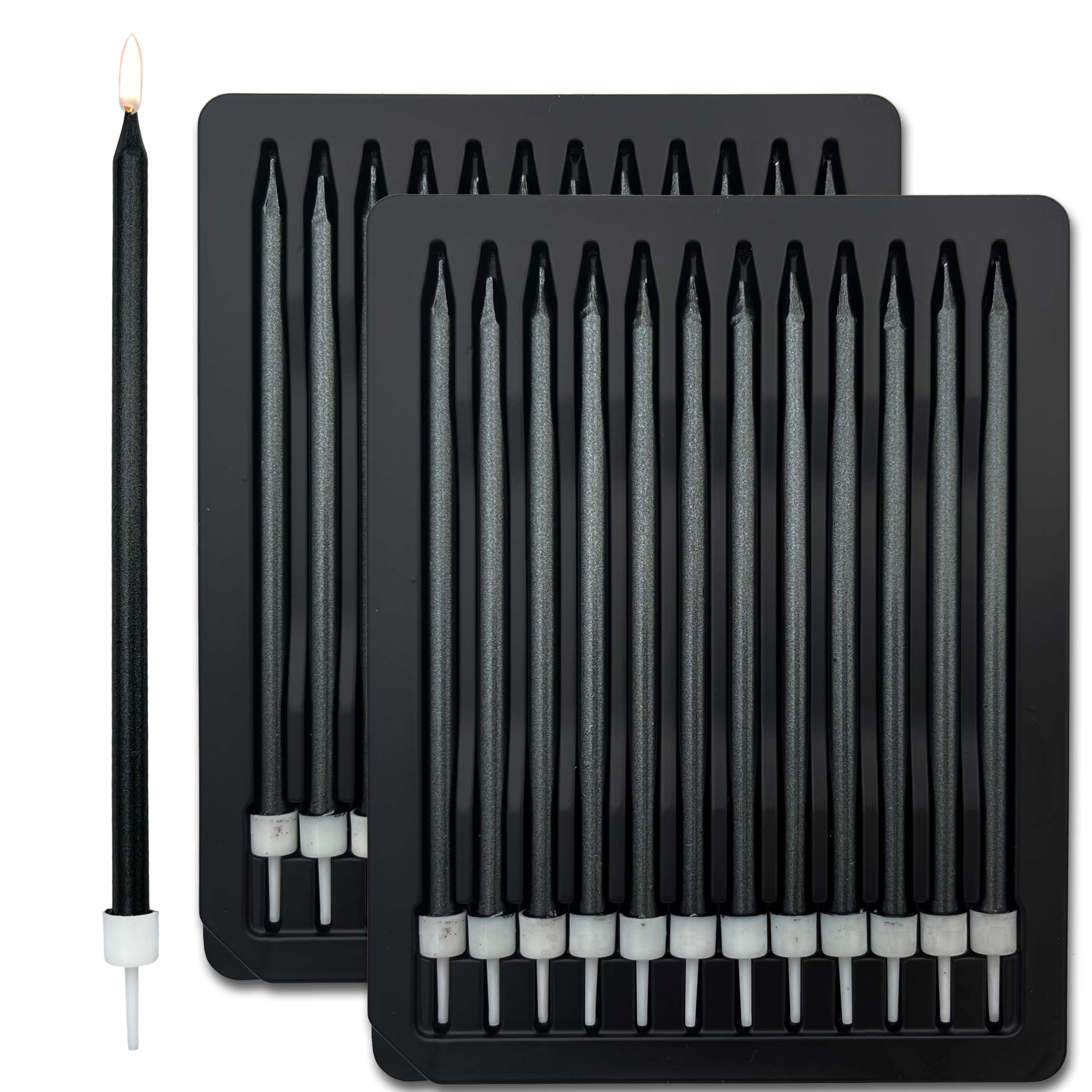 Black Birthday Candles Number 5 Candle With 6pcs Long Birthday Candles For Cake, 5 - View #12