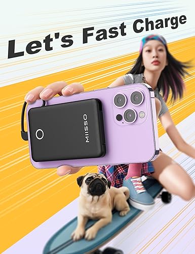 Miniatura 8 de Banco de energía ultra delgado de 6000 mAh, batería externa de 3 salidas compatible con iPhone, Samsung, color negro profundo