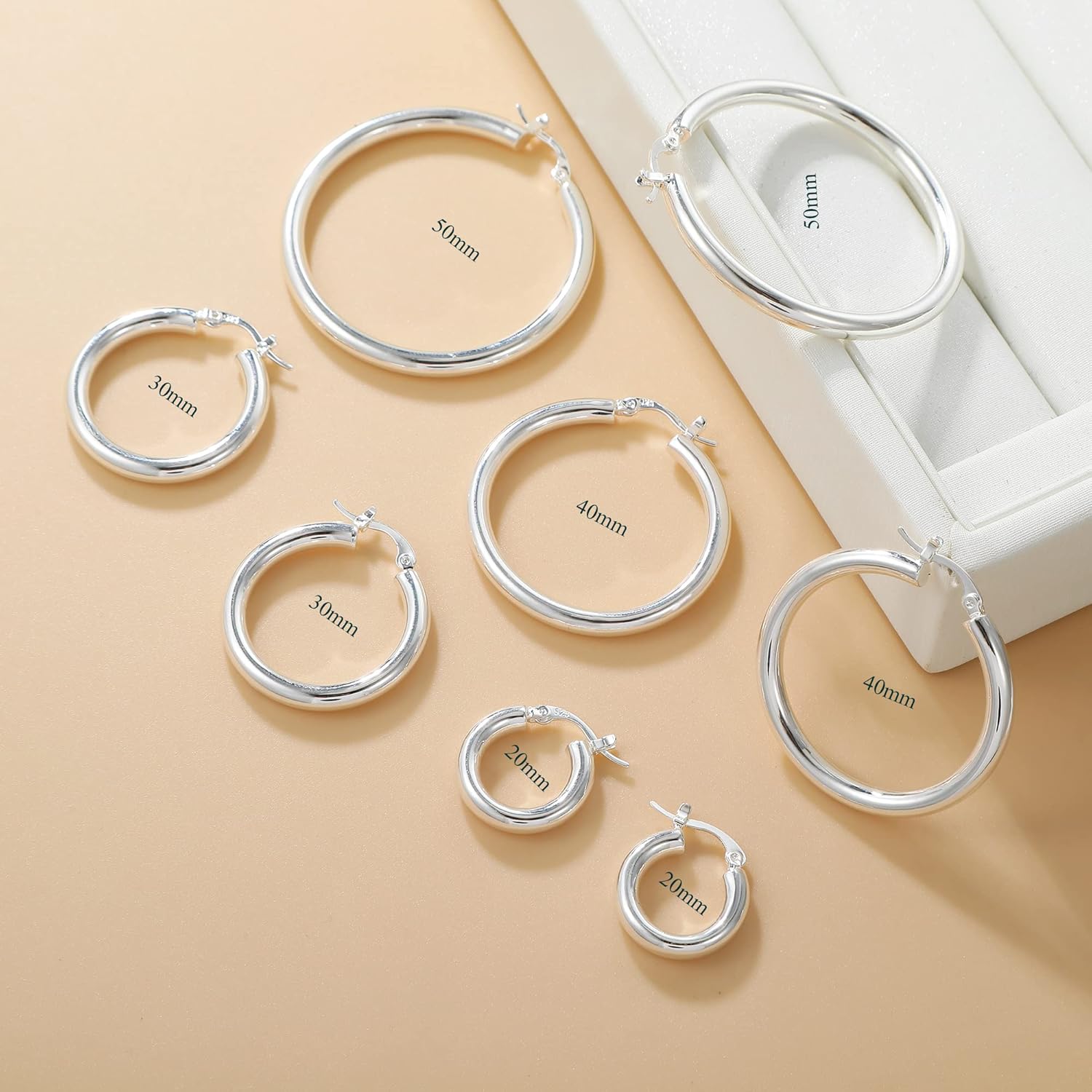 4mm Thick Gold Chunky Earrings Steling Silver Post Hoops Earrings For Women Hollow Tube Hoops Earrings Thick Gold Hoop Earrings Hypoallergenic Lightweight Gold Hoop Large Earrings 20/30/40/50/60MM - Image 6