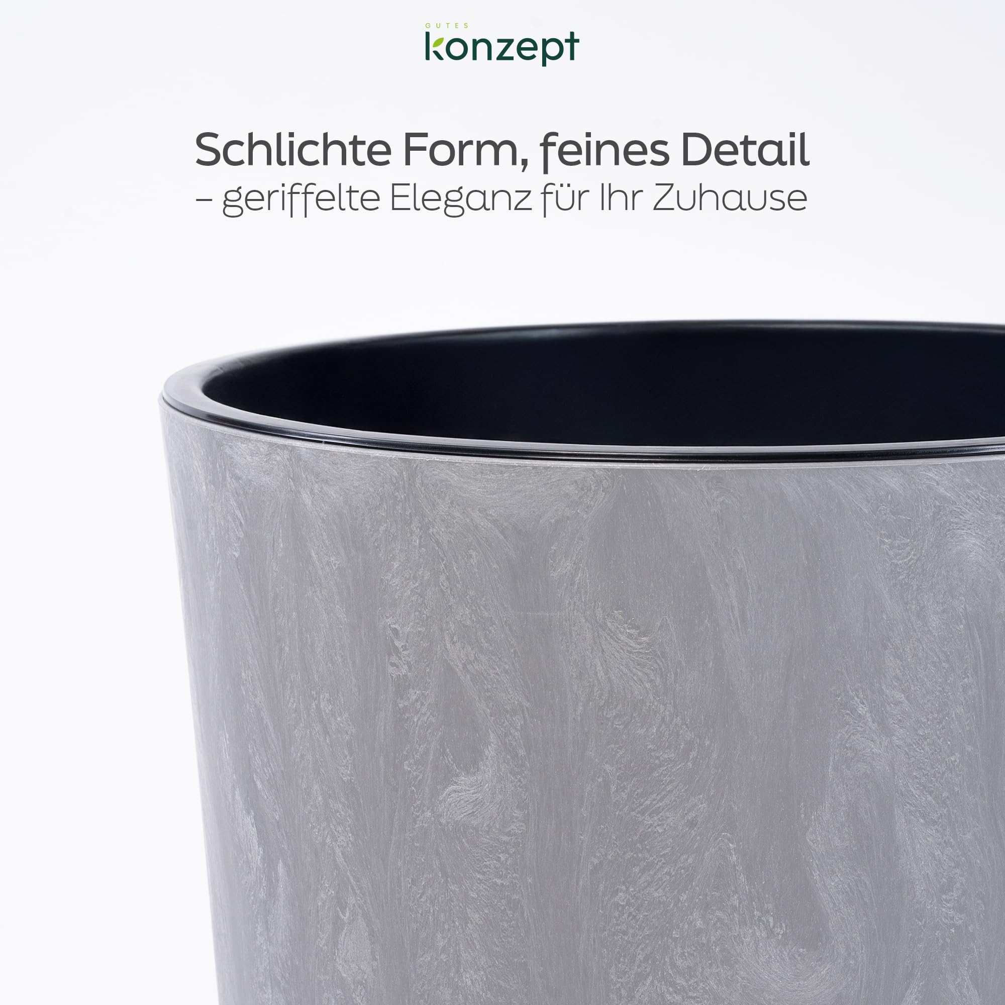 KONZEPT Blumentopf mit Einsatz – Hoch 75cm – in Beton Optik, für Außenbereich, wetterfest, UV-beständig, ECO-Kunststoff, ideal für Garten, Balkon, Terrasse
