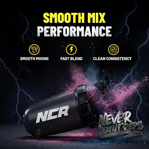 Shaker Bottle 700ml - Leakproof Gym Bottle for Pre Workout, Protein Shakes & Supplements - BPA Free Plastic Drinks Bottle with Mixing Ball - Dishwasher Safe Gym Accessories