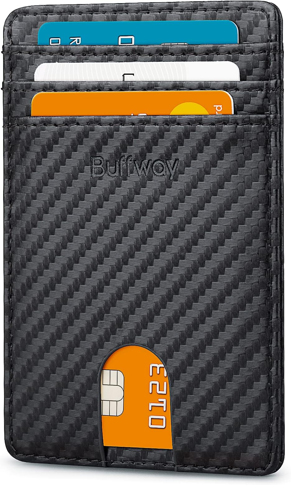 Buffway Slim Minimalist Card Holder Leather Wallet for Mens & Womens - Atlanta Black