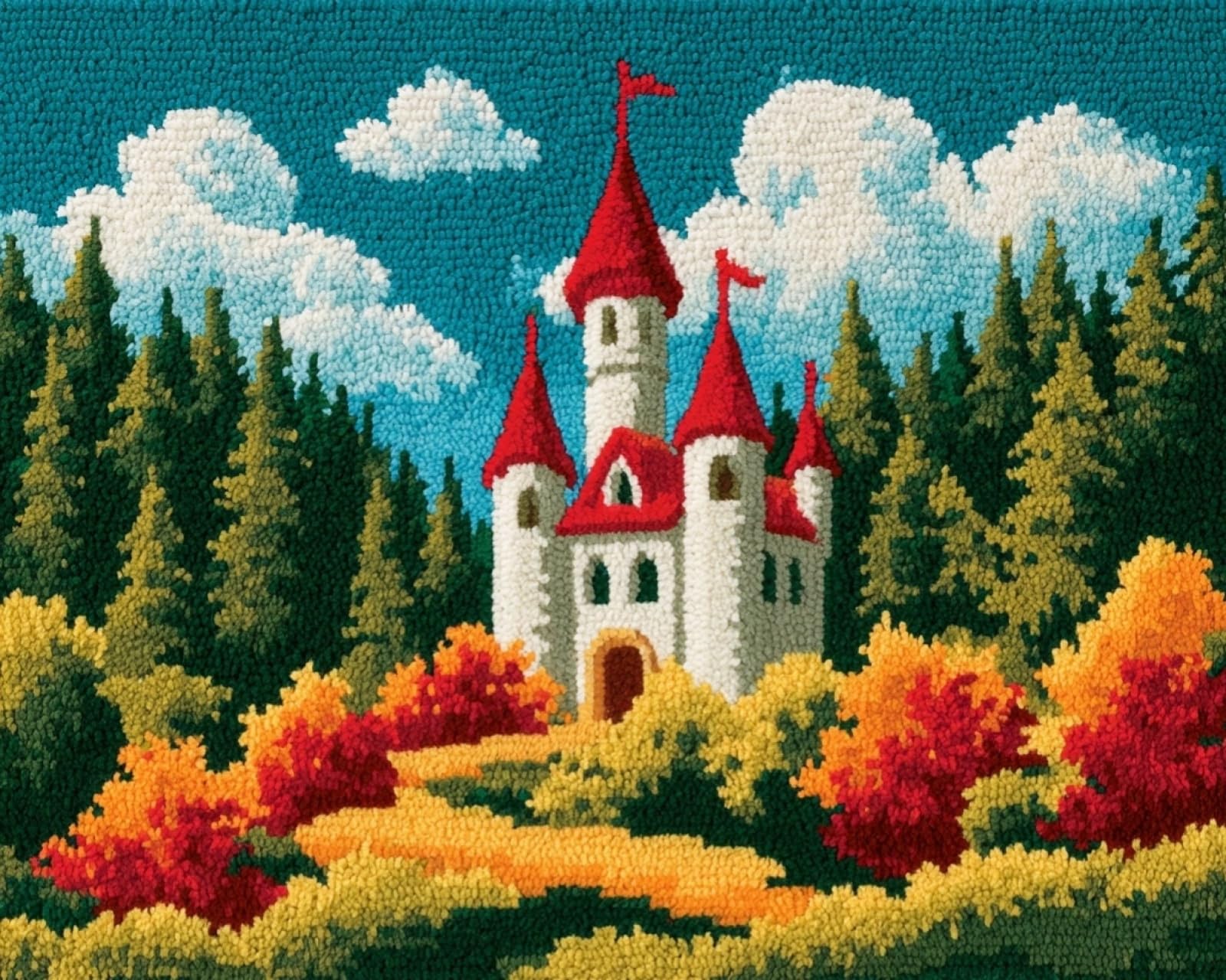 Wallphantom Forest Castle Landscape Latch Hook Kits For Adults,