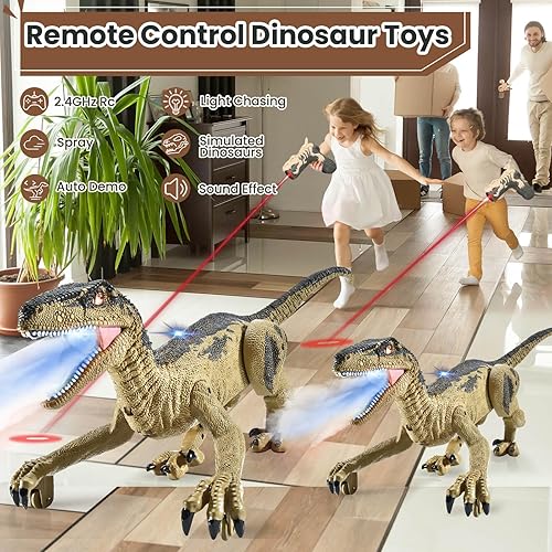 Miniatura 2 de Juguetes de dinosaurio a control remoto para niños de 3, 4, 5, 6, 7, 8 años, dinosaurios para niños de 4 a 7 años, juguete de control remoto de