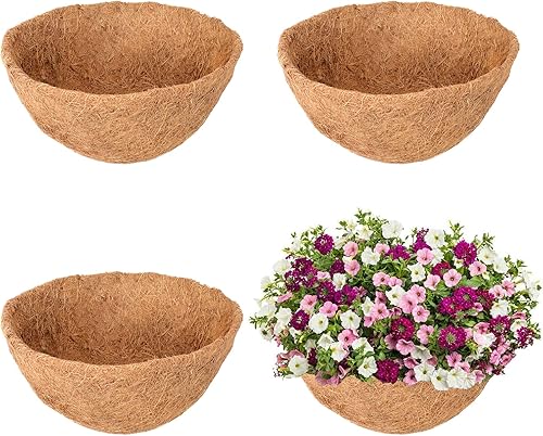 Miniatura 11 de Legigo Paquete de 6 cestas colgantes de 14 pulgadas de repuesto para cestas colgantes de coco, 100% natural, redondas, de fibra de coco