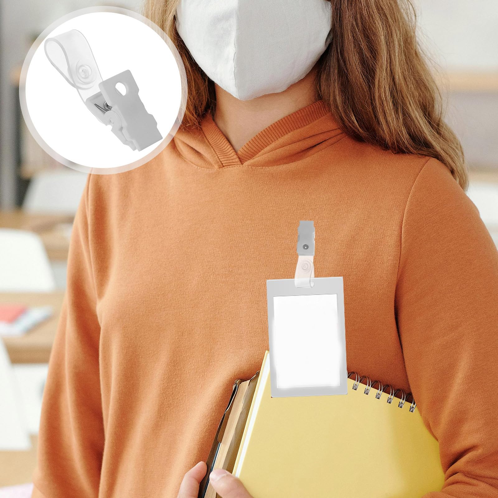 Clip per Badge in Plastica con Cinghie Trasparenti, Porta Targhette Identificative Portatile, Confezione da 100 Pezzi per Ufficio e Lavoro