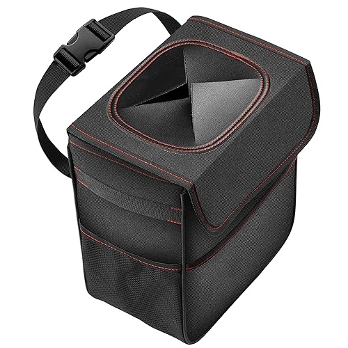 Miniatura 7 de Simple Deluxe Bote de basura para automóvil con bolsillos de almacenamiento, a prueba de fugas con correas ajustables, plegable, portátil e