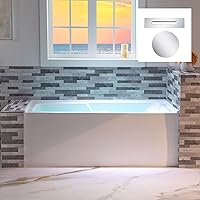 Vista 15 de WOODBRIDGE Bañera rectangular de acrílico de 60 pulgadas en blanco con drenaje derecho, drenaje desplegable de níquel cepillado incluido BA6030R