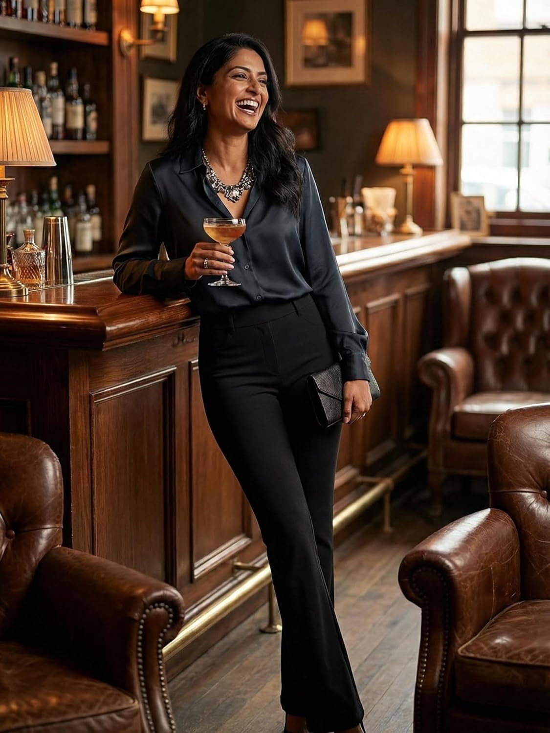 Stretch Slacks for Women - Wear to Work - Tummy Control Waistband - Bootcut Dress Pants with Pockets (Available in Plus Size)