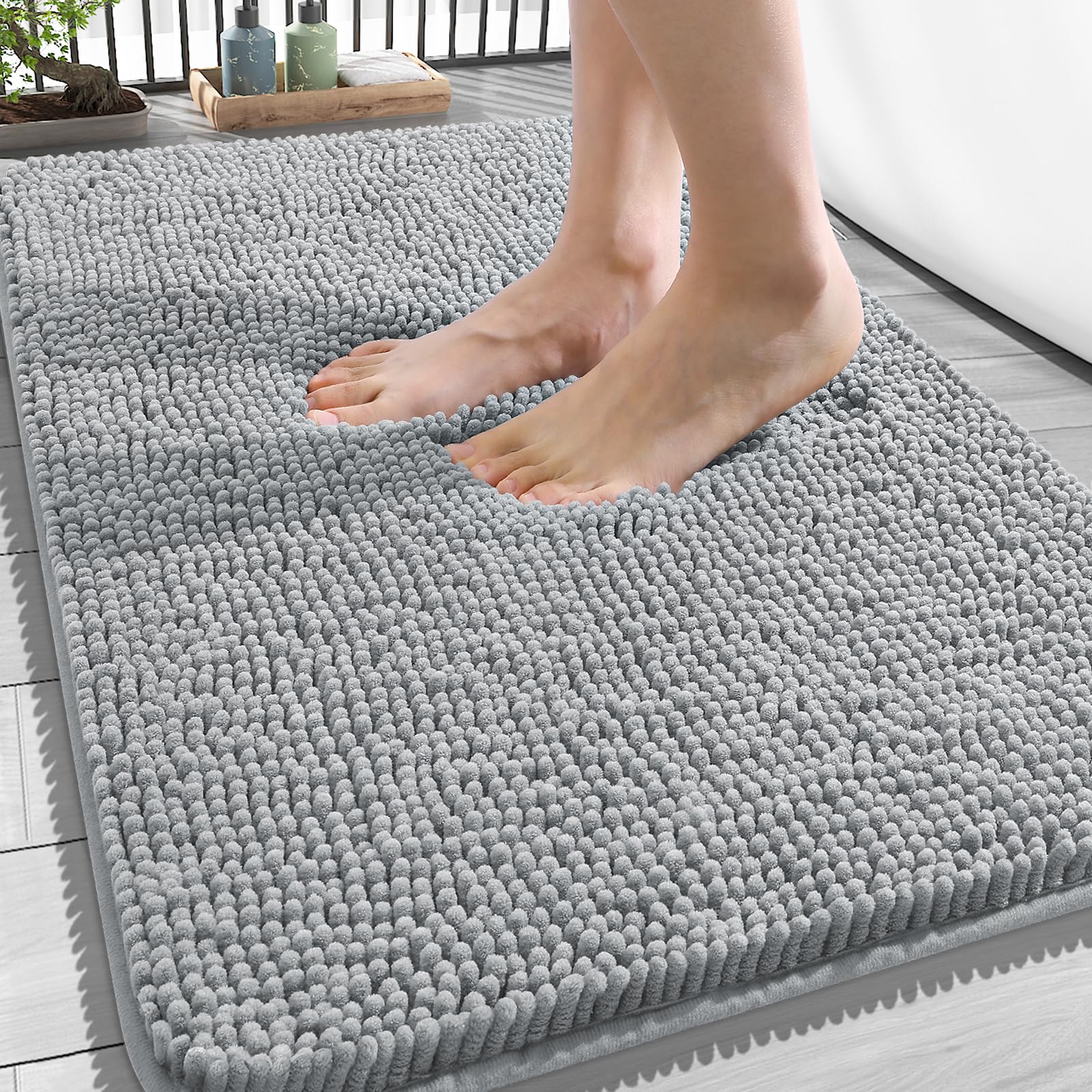 OLANLY Bathroom Rugs 34x21, Extra Soft Absorbent Chenille Bath Rugs, Rubber Backing Quick Dry, Machine Washable Bath Mats for Bathroom Floor, Tub and