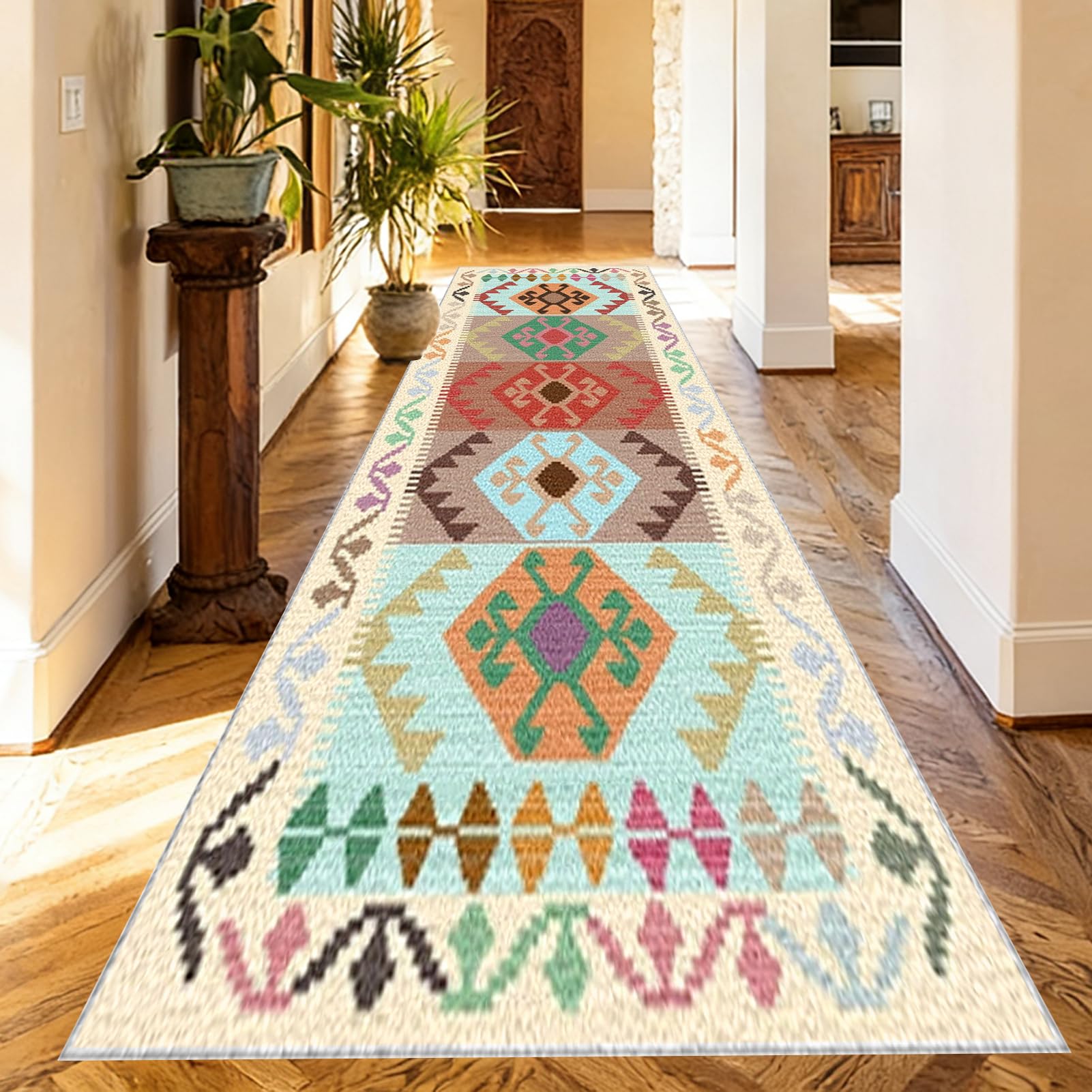 Washable Runner Rugs for Hallway Kitchen Carpet Runners Non Slip Hall Runner Rugs Long Hallway Rug Carpet Floor Mat for Hallway Entryway Laundry Room Living Room Area Rug Narrow Rugs 100 x 100 cm