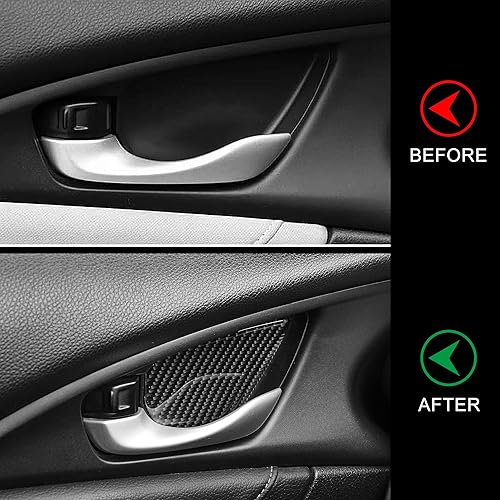 Miniatura 3 de TOMALL Calcomanía para manija de puerta interior de automóvil, compatible con Honda 10th Civic 2016-2021, 4 calcomanías interiores para puerta,