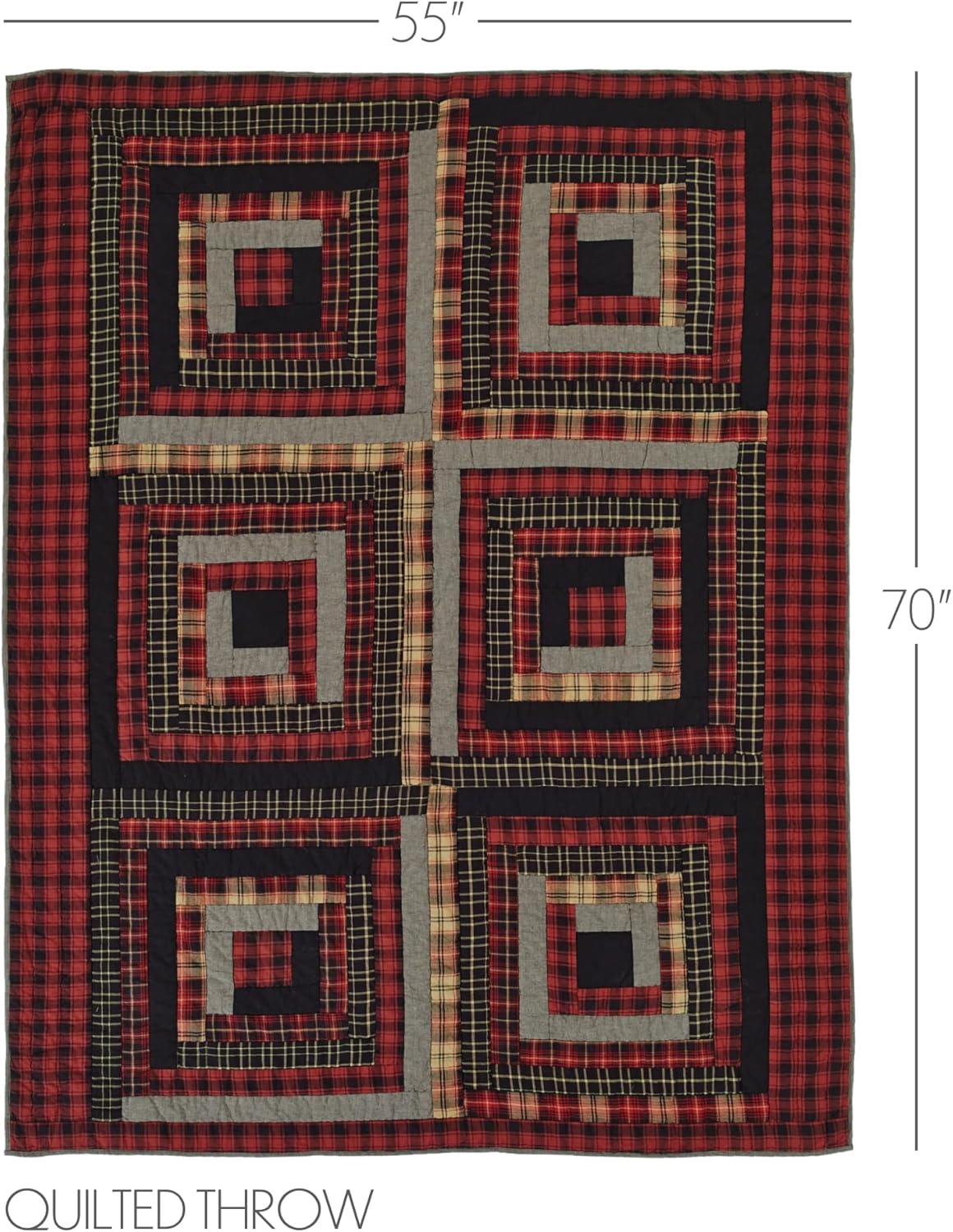 VHC Brands Rustic & Lodge Pillows & Throws-Cumberland Quilted Bedding Accessory, Throw 60x50, Chili Pepper Red