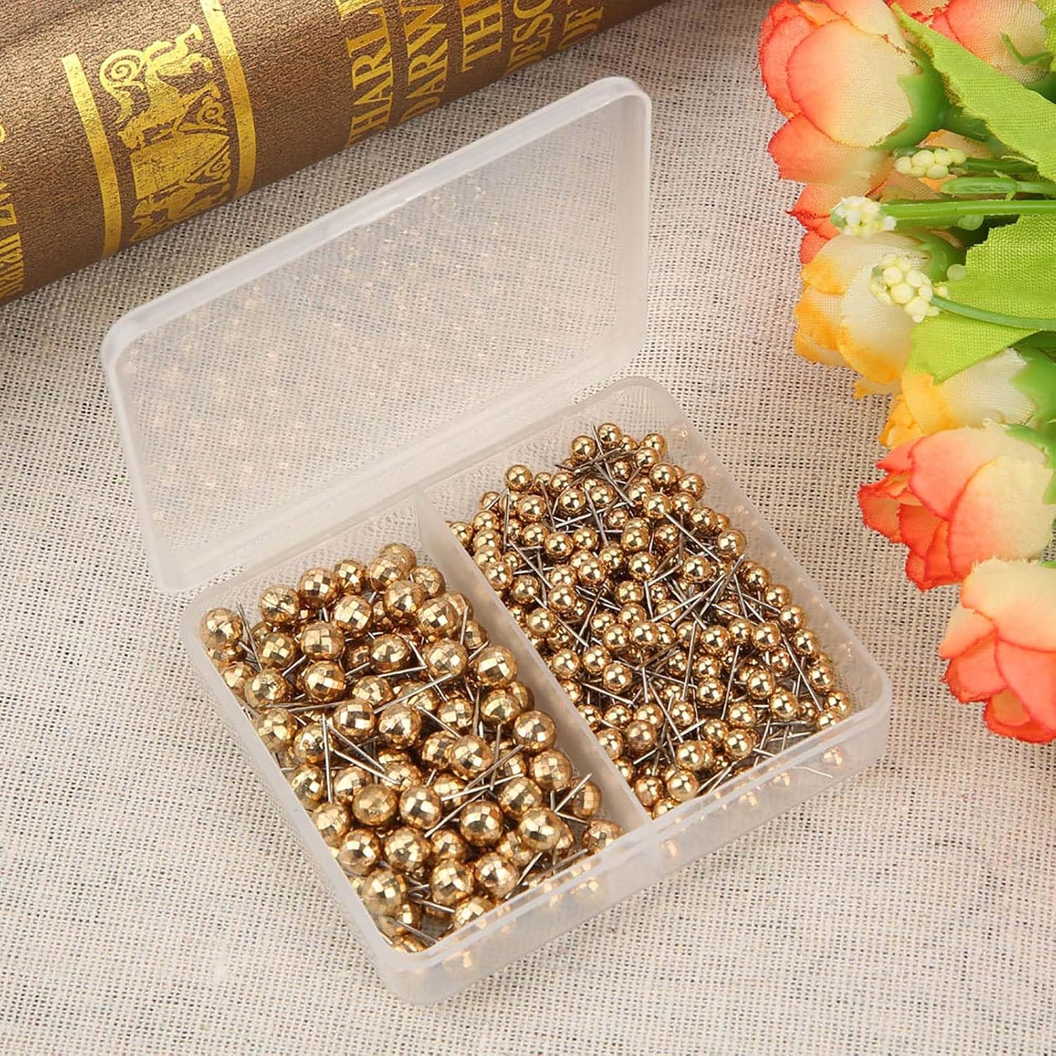 Corsage Pins, 300 PCS Round Head Pins,Sewing Pearl Push Dressmaking Sewing Fixed Marking Practical Tool