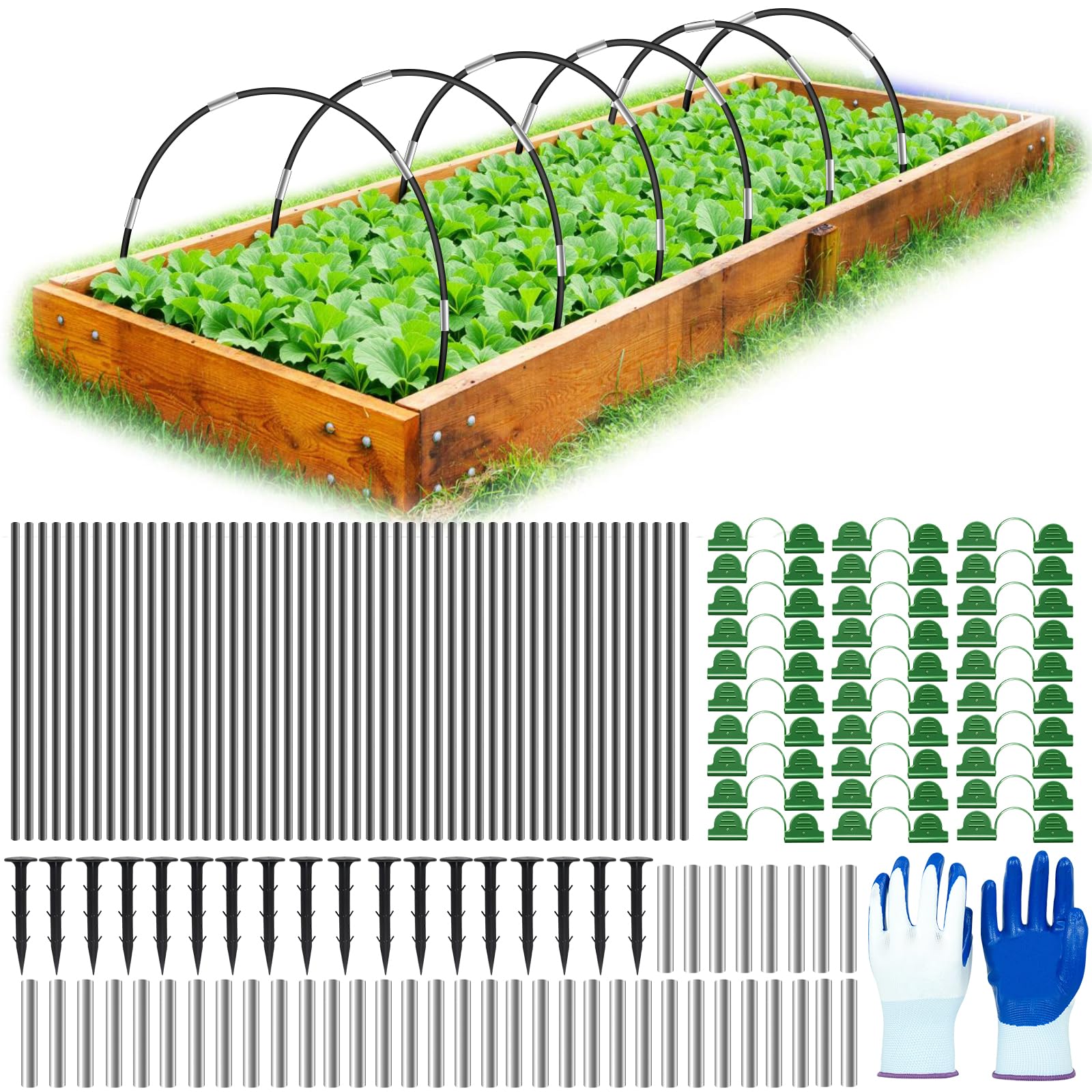 YADODO Arceau pour Serre Tunnel, 50 PCS Arceaux Serre de Jardin avec 30 Clips Kit de Maison de Cerceau De Jardin, Arceau de Jardin,Cerceau pour Serre de Jardin, Garden Arceaux pour Serre Tunnel