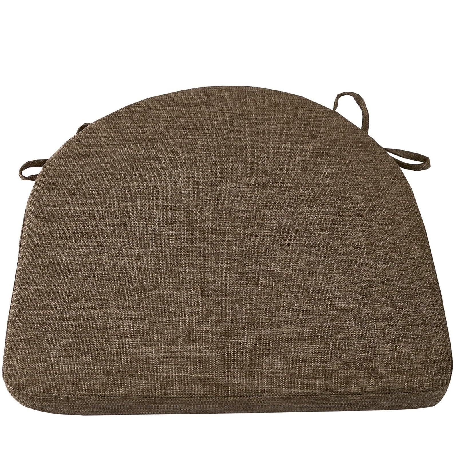 MSNCS Chair Cushions for Dining Chairs Set of 1/2/4, D-Shaped Seat Cushions 42 x 41 cm with Removable Washable Cover and Ties, Chair Pads for Kitchen, Dining Room, Patio Chairs(Coffee,1pc)