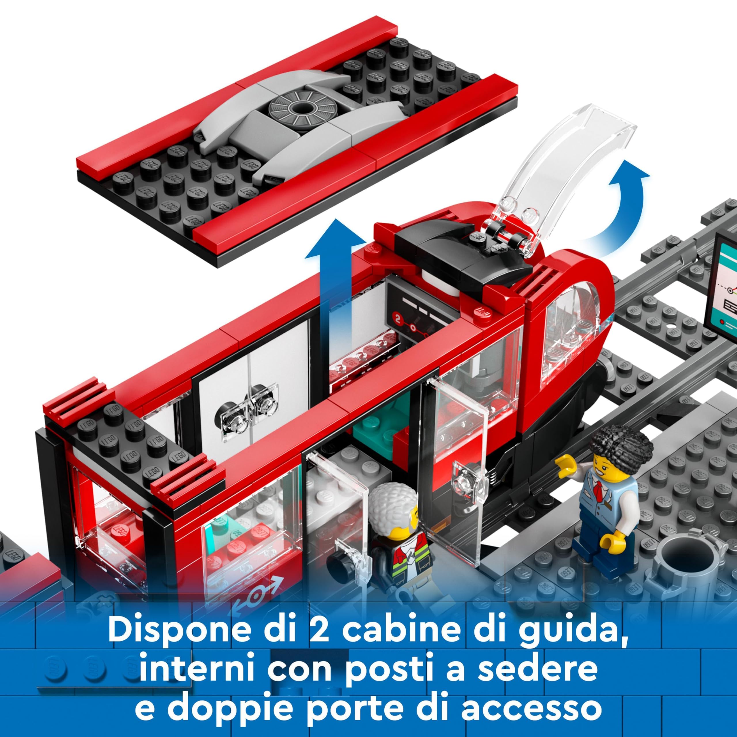 LEGO City Tram e Fermata del Tram, Treno Giocattolo da Costruire con Stazione e Vagoni Ferroviari, Giochi di Ruolo per Bambini e Bambine da 7 Anni in su con Minifigure, Idea Regalo di Compleanno 60423