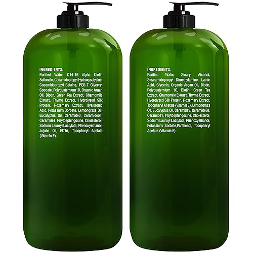 Miniatura 7 de MAJESTIC PURE Juego de champú y acondicionador de biotina con aceites esenciales y ceramidas ayuda al crecimiento del cabello espesante cabello seco