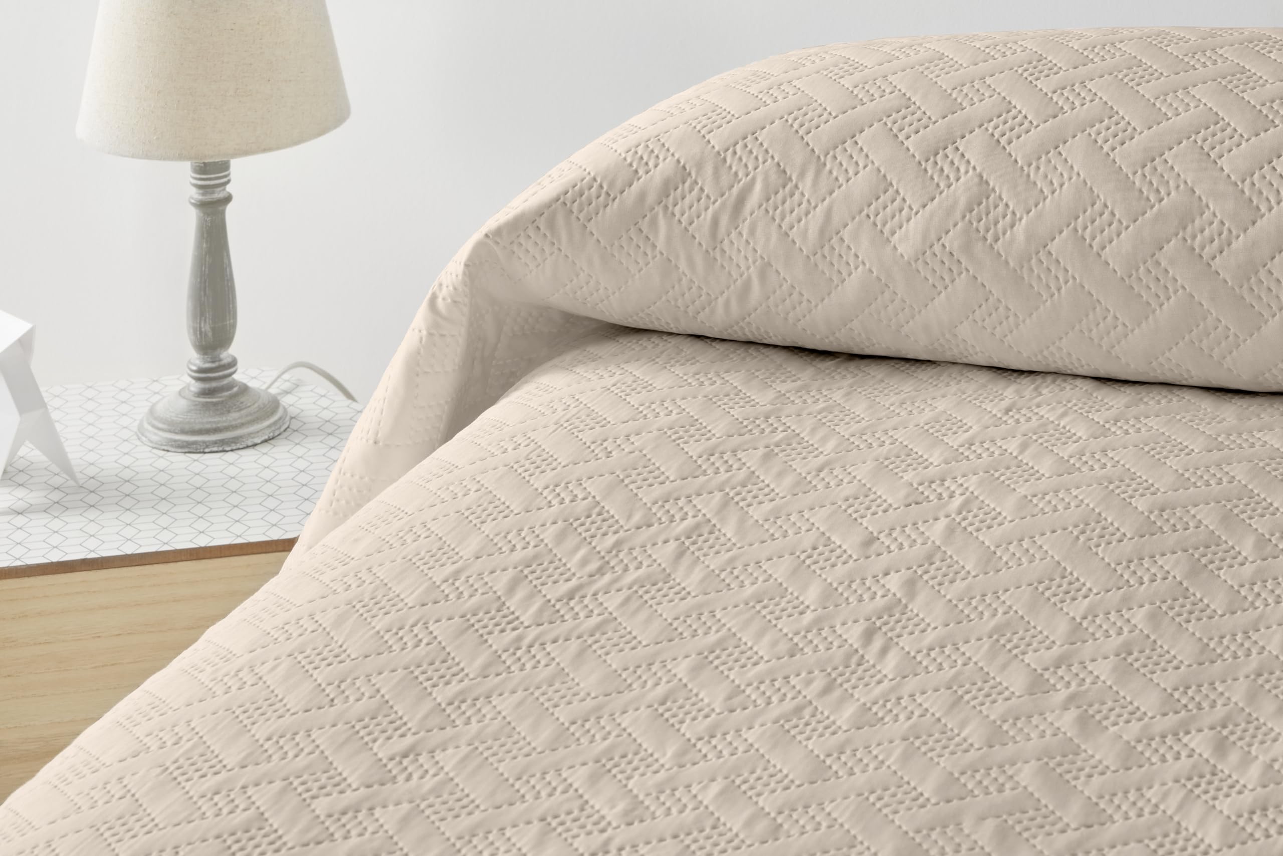 Degrees home - Liso - Colcha Cama 180 - Colcha bouti Cama - Primavera, Verano - 270x260 - Beige