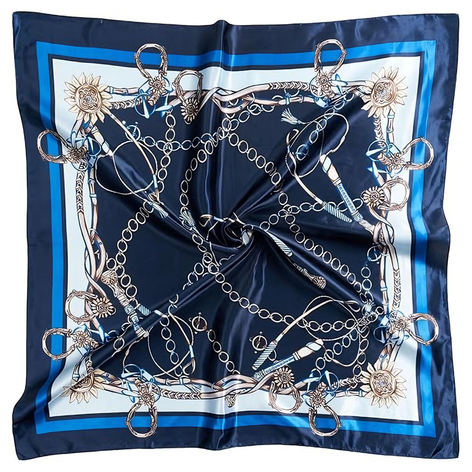 Women's Square Satin Head Scarves, Square Satin Headscarves, Silk Like Head Scarf for Women, Classic Patterned Beach Bandanas, Hair Scarves Silk Accessories Neck Scarfs for Hair Wrapping(35 Inch)