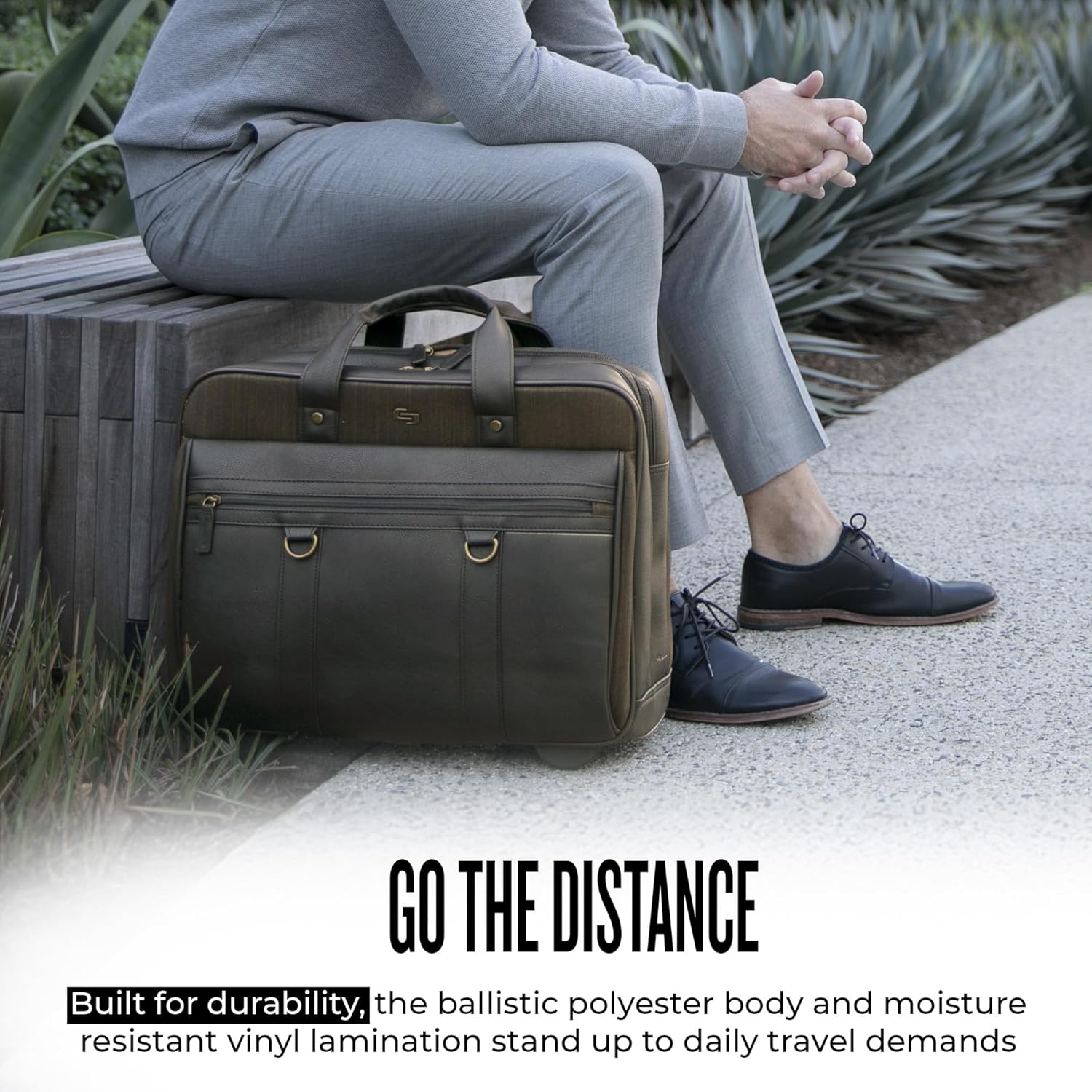 Solo New York Macdougal Rolling Laptop Bag. Rolling Briefcase for Women and Men. Fits Up to 17.3 Inch Laptop - Espresso, Olive Green, 14" x 17.8" x 6.3" (EXE935-3U2)