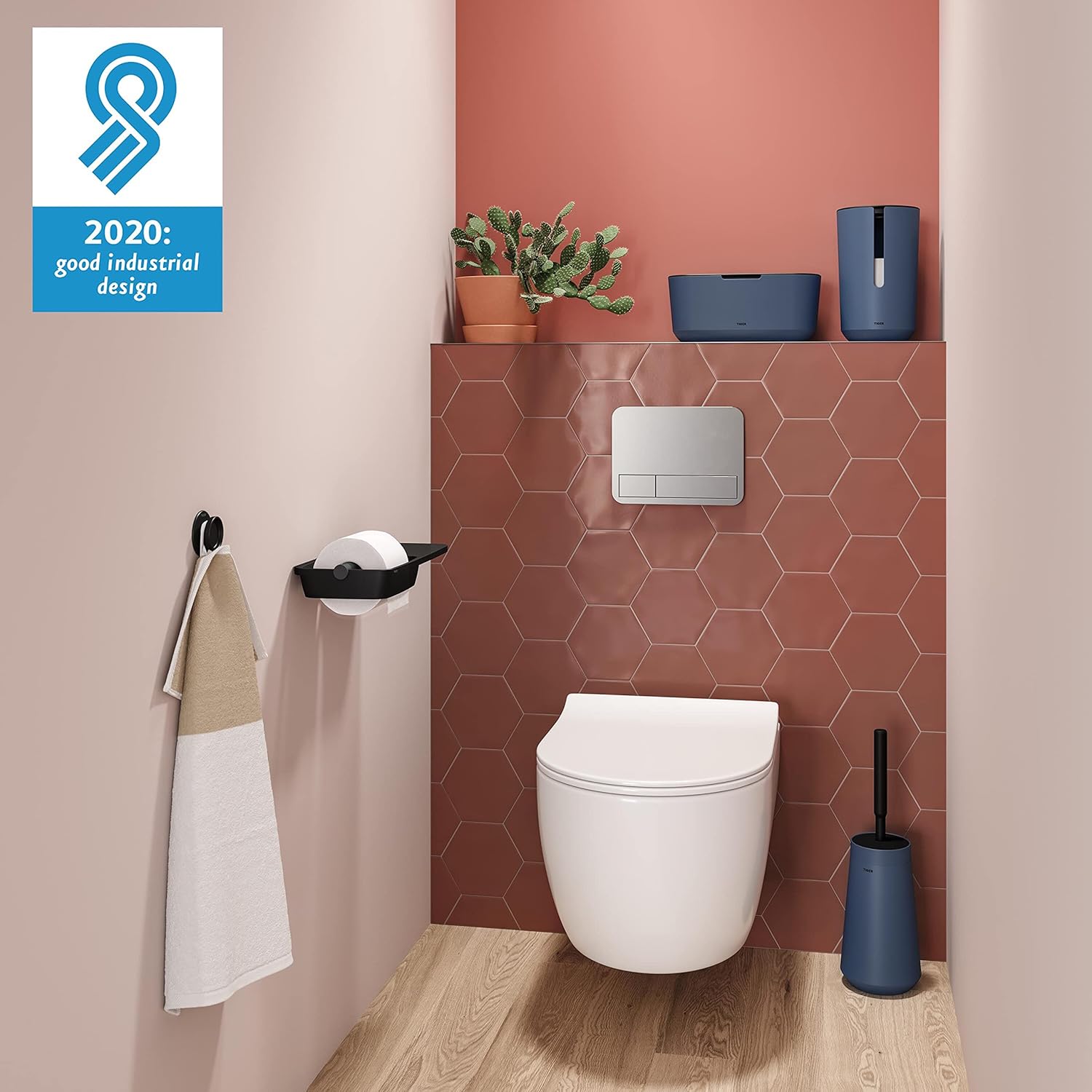 Tiger Toilet Brush, Polypropylene, Blue/Black, 129x412x129 mm