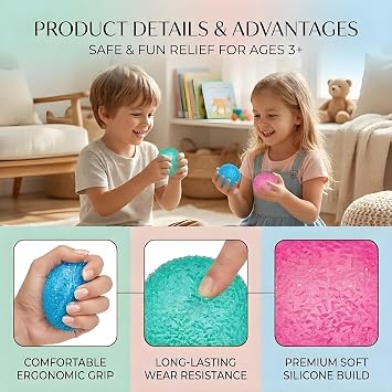 3Pcs Squishy Stress Ball Set, Textured Squishy Toys
