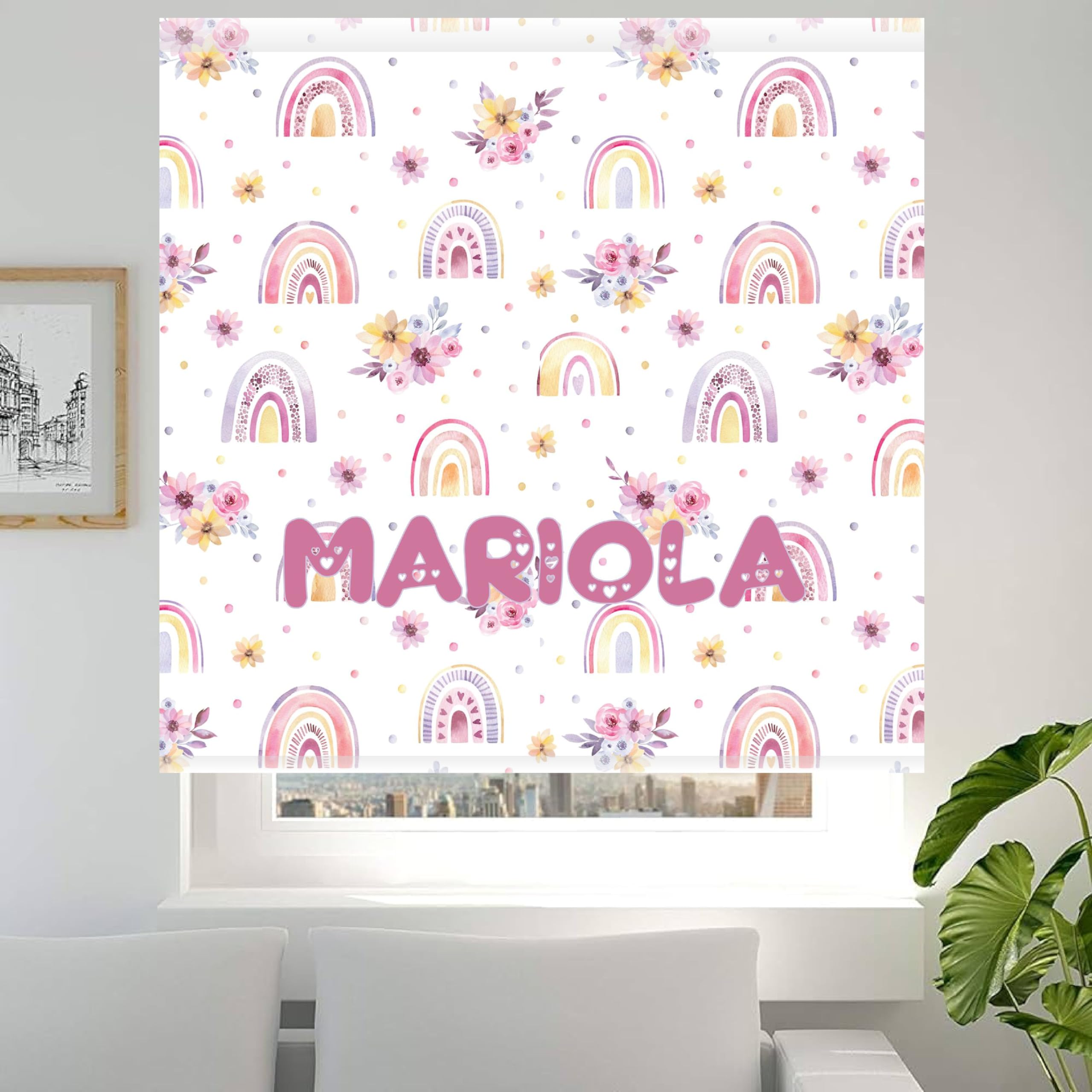 Estores Infantiles Personalizados niña. Estor enrollable infantiles niña. Estores infantiles Arcoíris. Estor enrollable translucido. Cortinas y Estores Infantiles. (140x170)