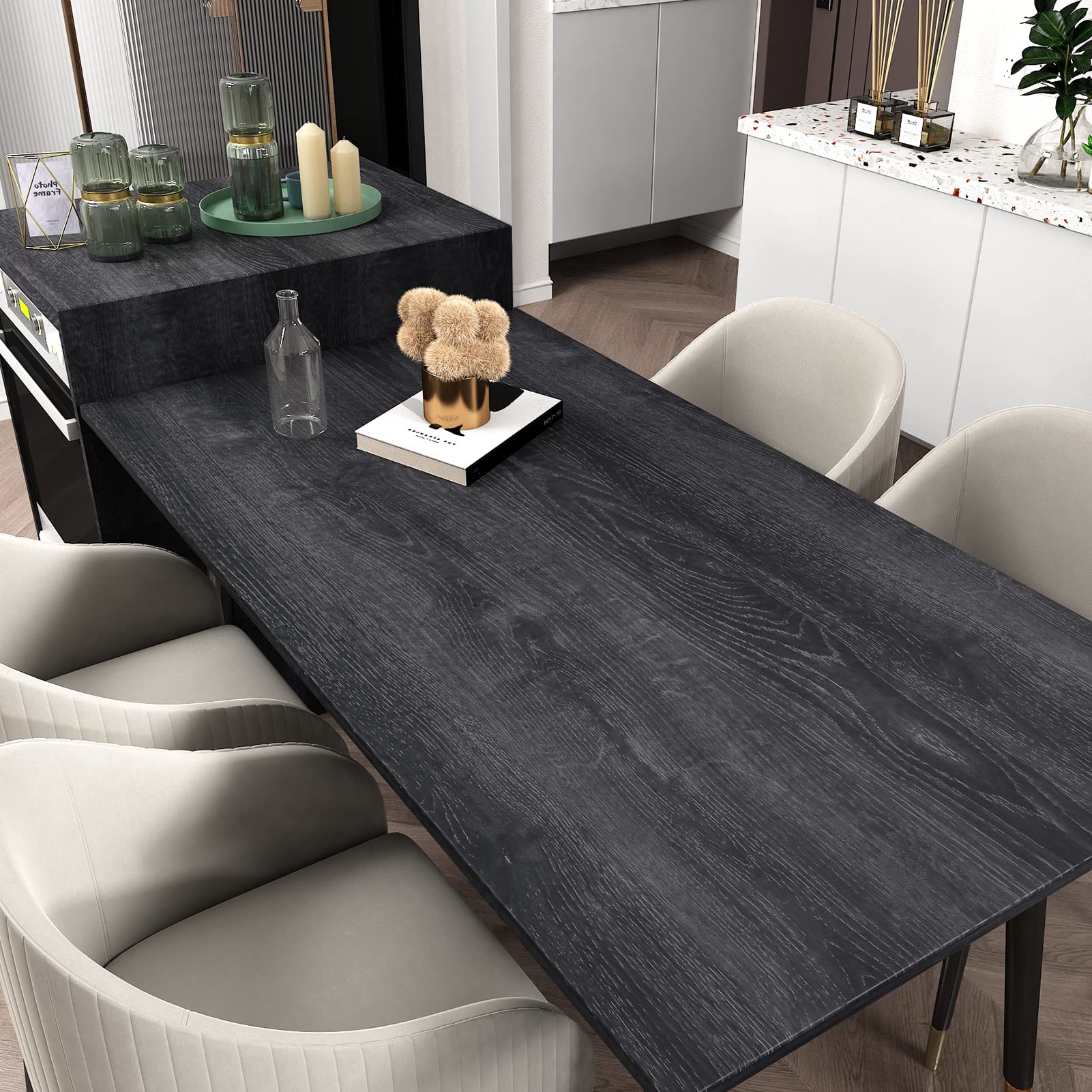 WADILE Papier Peint Autocollant à Décoller Et à Coller 40,4 X 500 Cm, Papier Peint De Couleur Unie Imperméable, Papier Peint Texturé Amovible Pour Armoires/comptoir, Blanc