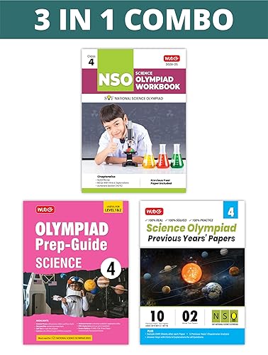MTG National Science Olympiad (NSO) Workbook, Prep-Guide &amp; Previous Years Papers (PYQs) with Mock Test Paper Class 4 - SOF Olympiad Books For 2024-25 Exam (Set of 3 Books)