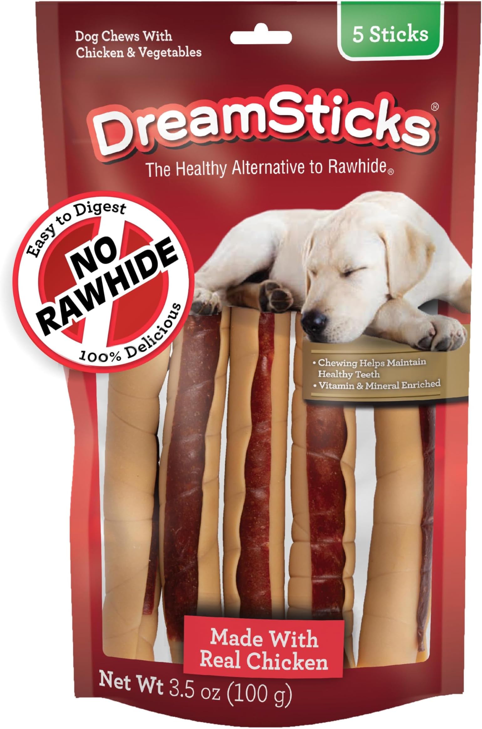 Dreamsticks, Vegetable & Chicken Chews, Rawhide Free, 5-Count