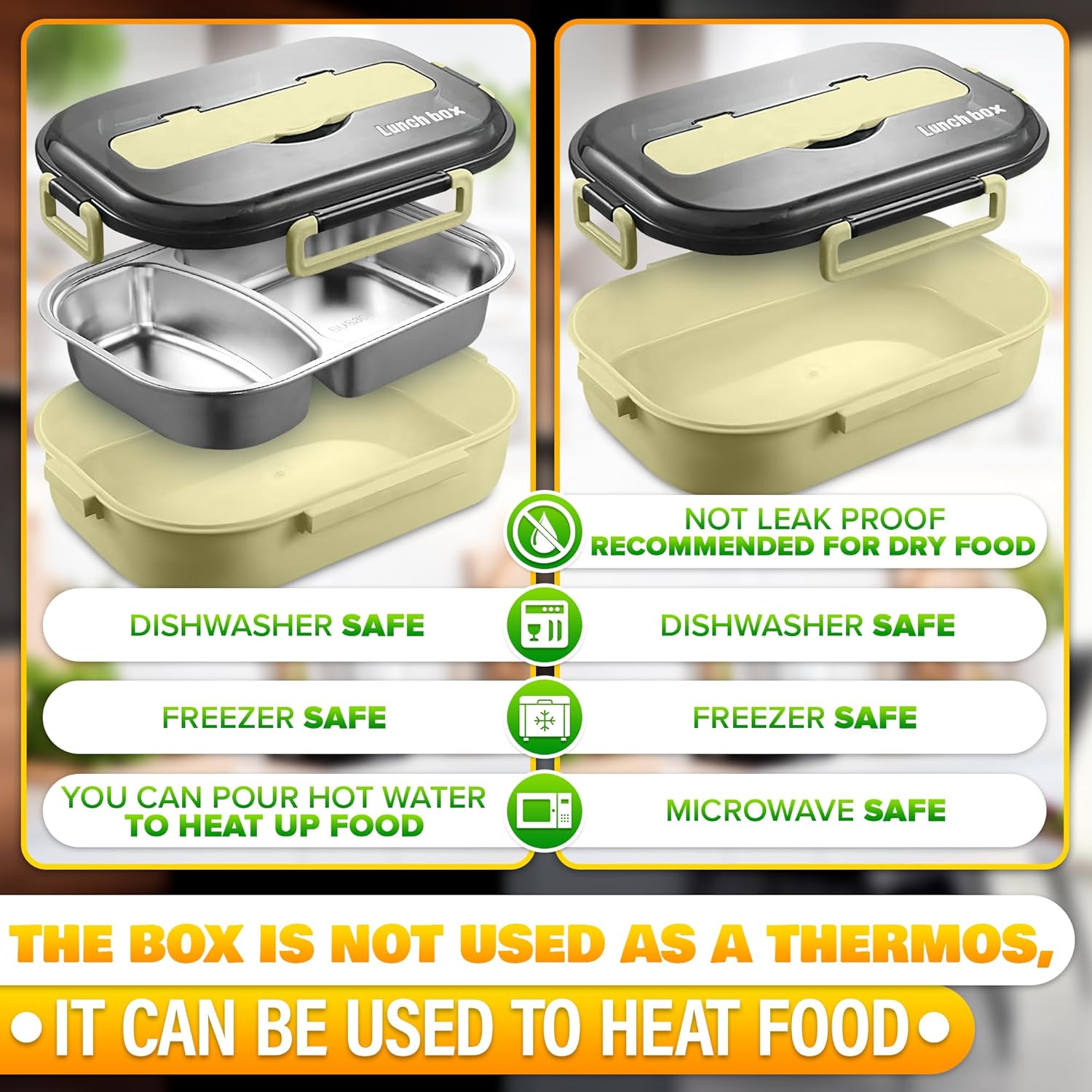 Hot Meal Retaining Lunch Container - Hot Food Toper, Office Lunch Containers with Compartments, Stainless Steel & Durable Plastic, Easy Use & Clean | Cutlery Set Included, Great For Office and Travels - Image 5