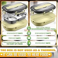 Vista 5 de Contenedor de almuerzo con retención de comida caliente, contenedor de almuerzo de oficina con compartimentos, acero inoxidable y plástico duradero