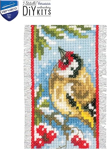 Miniatura 5 de Vervaco Kit de marcapáginas de punto de cruz con diseño de pájaros en invierno (juego de 2) de 2.4 x 8 pulgadas