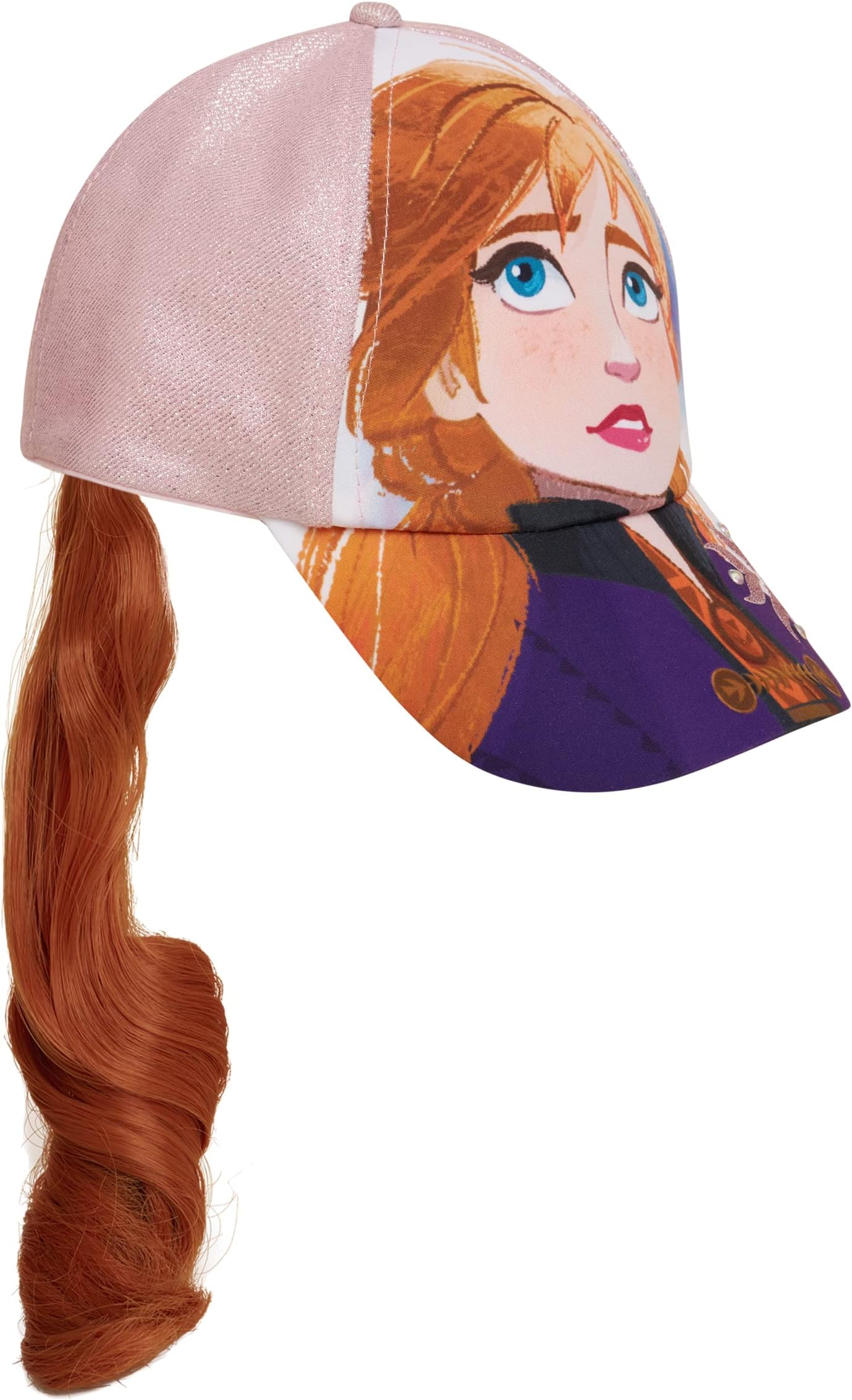 Girls Princess Glitter Baseball Cap - Frozen Elsa, Anna, Cinderella, Belle, Ariel (2-7)