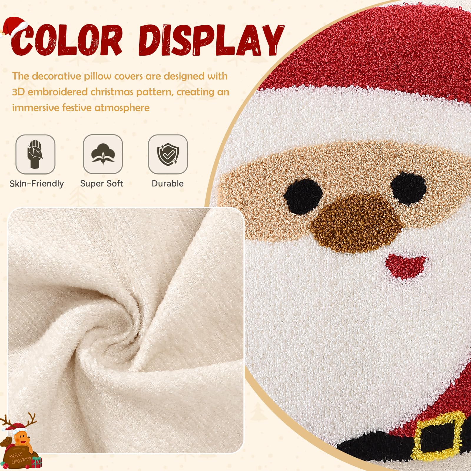 TOMEEK Cuscini Natalizi per Divano - Copricuscini Natalizi Federe Cuscini Divano 45x45 cm Decorazioni natalizie Copridivano Natalizio Salotto e Camera(Buon Natale C,Taglia unica