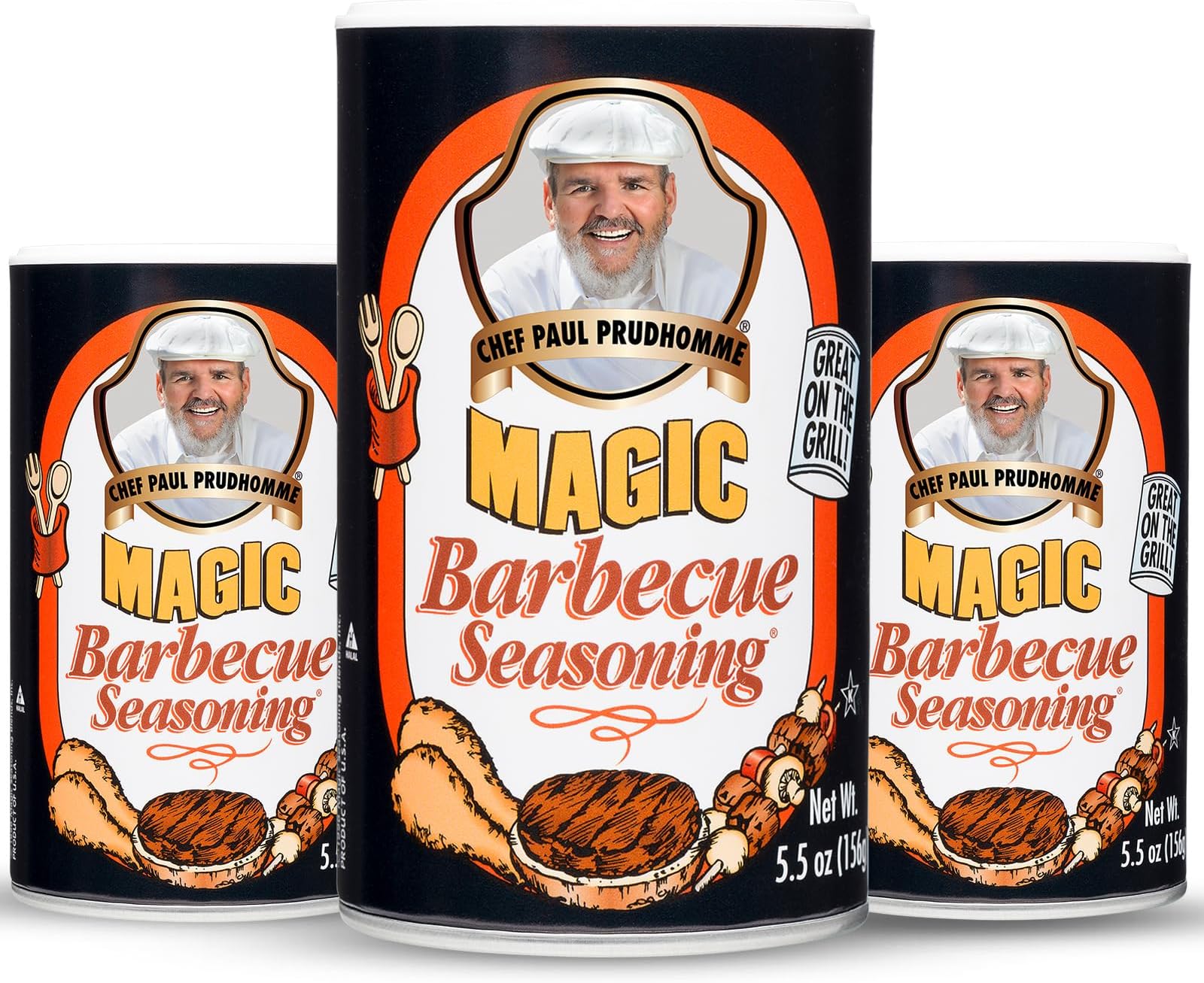 Chef Paul Barbecue Magic Seasoning Blends | All Purpose Seasoning for Grilling & Smoking | Smoky, Slightly Peppery BBQ Rub | Dry Rub for Chicken, Ribs & Burgers | BBQ Seasoning | 5.5 oz (Pack of 3)