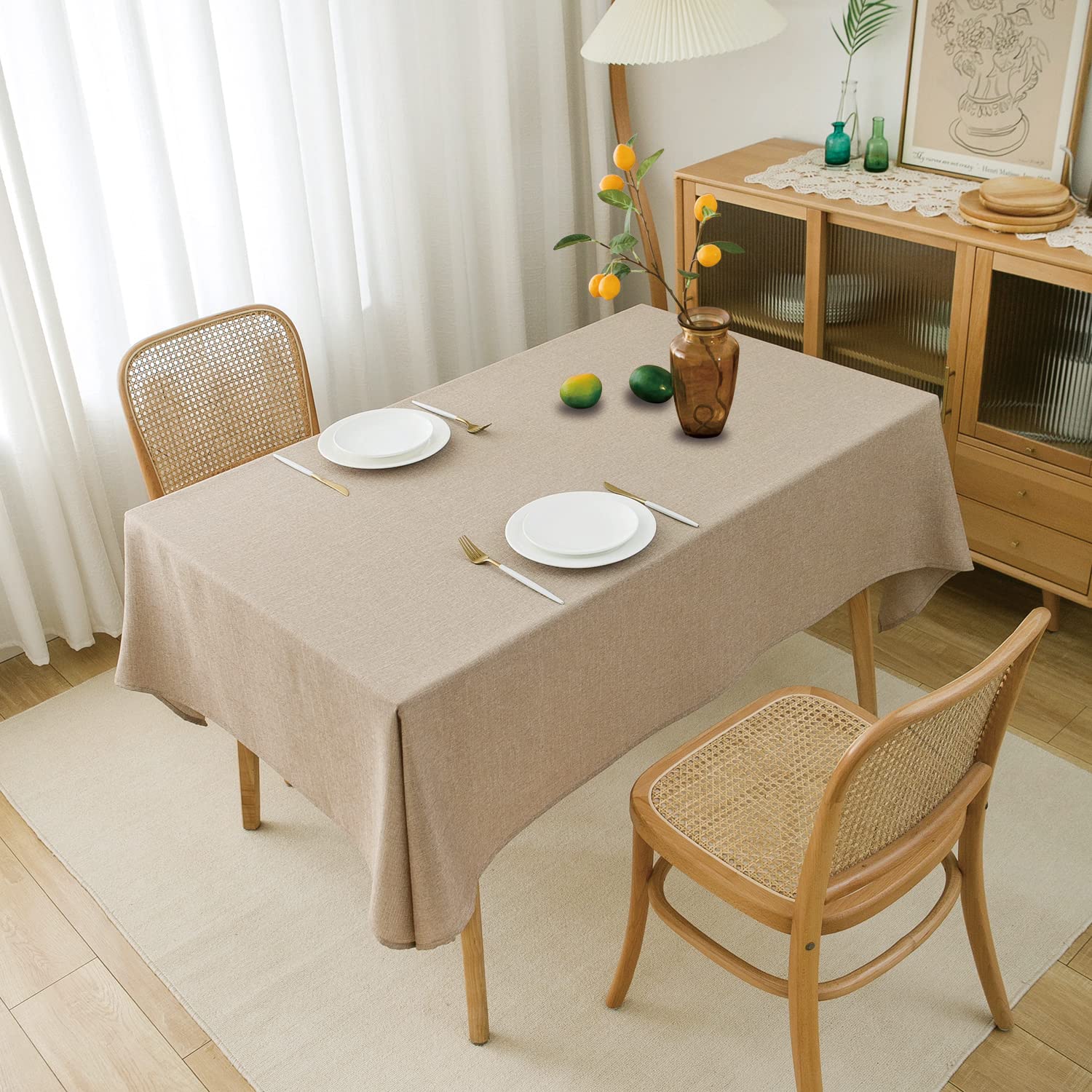 Fitable Nappe Rectangulaire En Faux Lin Infroissable Pour