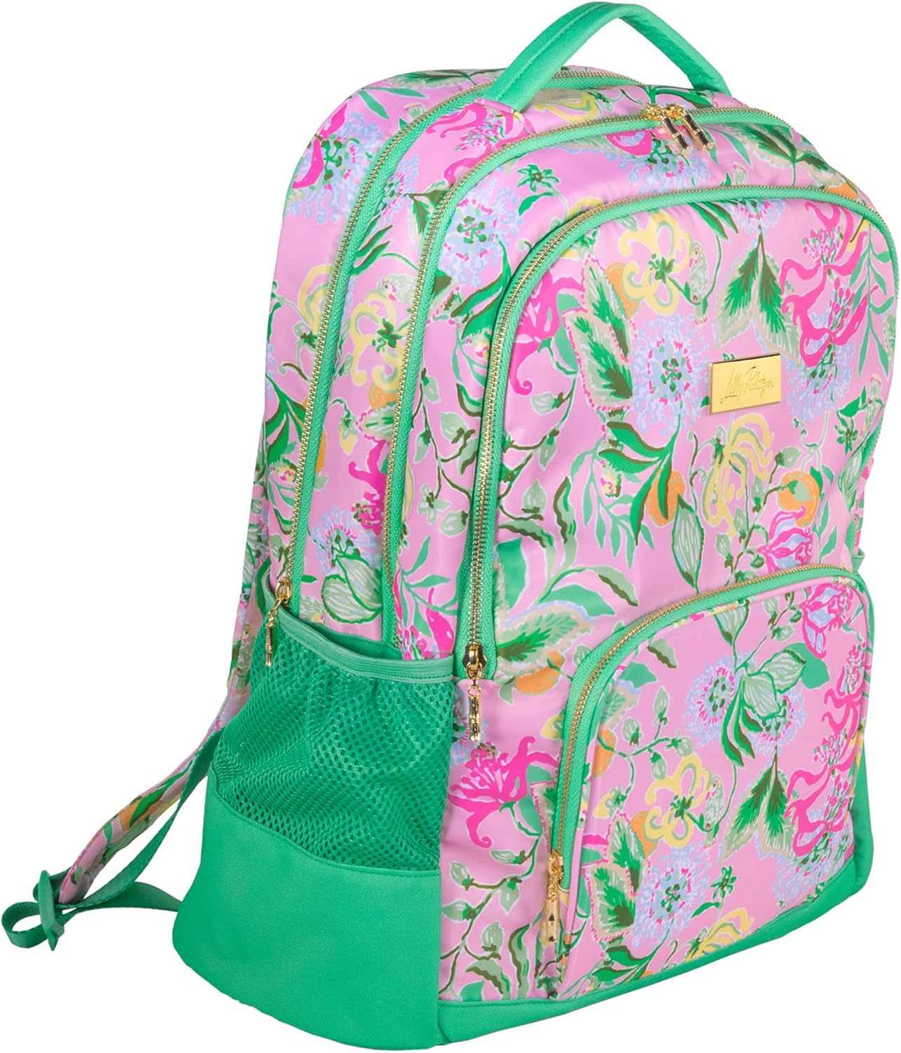 Lilly Pulitzer Large Backpack with Pockets, Adjustable Strap, and Handle, Large Bookbag for Work and Travel, Via Amore Spritzer