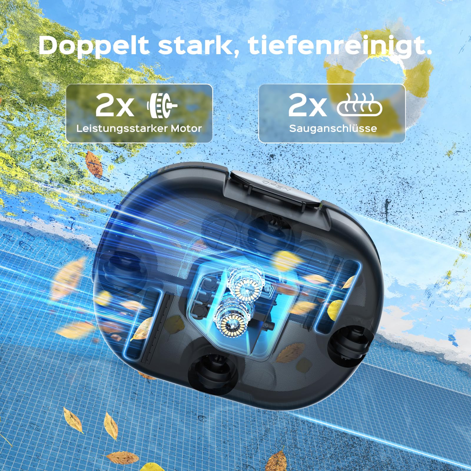 S1PRO 2026 Upgrade Poolroboter Akku, 120 Min Reinigungszeit, Leichter Poolsauger mit Dual-Antriebsmotoren, 2,5 Stunden Ladezeit, Auto Parken Poolreiniger für Flache Böden Pools bis 95 m², Schwarz Weiß